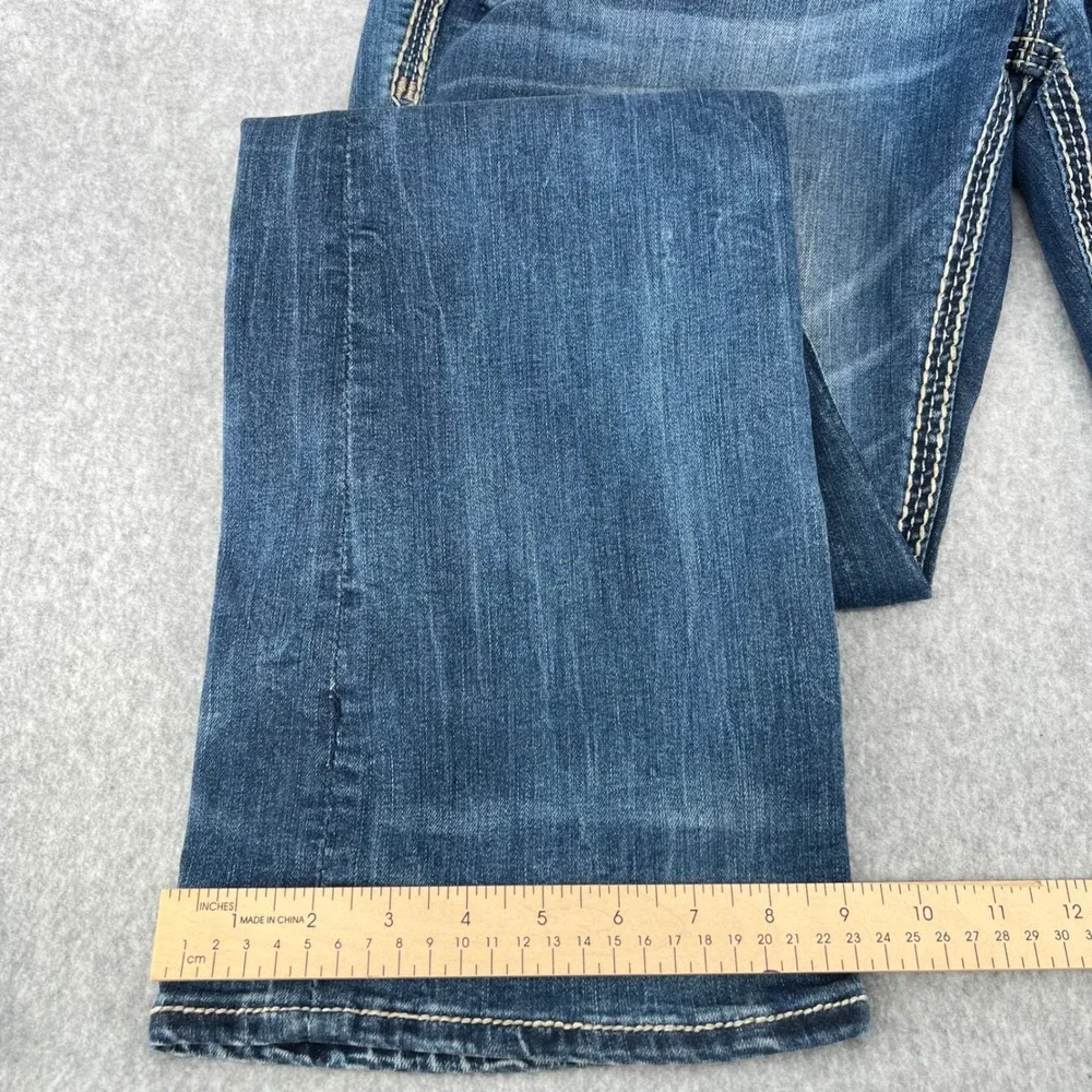 Rock Revival Roselle E Easy Boot Jeans Blue Embroidered Flap Pocket Size 33